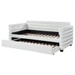 Benjara Ricia Twin Daybed with Trundle- Layered Bolster Design- White Boucle