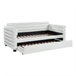 Benjara Ricia Twin Daybed with Trundle- Layered Bolster Design- White Boucle
