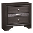 Benjara Po Four PC Queen Size Silver Accented Solid Wood Bedroom Set-Gray-Brown