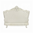 Benjara Rox Ornate Loveseat- 7 Accent Pillows- Tufted White Faux Leather