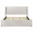Benjara Mosy King Platform Bed- White Boucle Upholstered Wingback Headboard