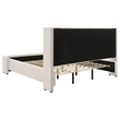 Benjara Mosy King Platform Bed- White Boucle Upholstered Wingback Headboard
