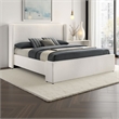 Benjara Mosy King Platform Bed- White Boucle Upholstered Wingback Headboard