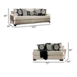 Benjara Maine 2pc Sofa and Loveseat Set- 8 Throw Pillows- Ivory Chenille