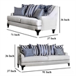 Benjara Eton 2pc Sofa and Loveseat Set- 12 Throw Pillows- Light Gray Chenille