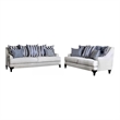 Benjara Eton 2pc Sofa and Loveseat Set- 12 Throw Pillows- Light Gray Chenille