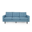 Benjara Apex Sofa- 3 Seater- 83 Inch- Button Tufted- Light Blue Fabric- Black