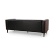 Benjara Biya Sofa- 90 Inch- Chesterfield Tufted Black Faux Leather- 2 Pillows