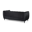 Benjara Orla Sofa- 83 Inch- Retro Channel Tufted Stitch Design- Black Velvet
