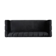Benjara Orla Sofa- 83 Inch- Retro Channel Tufted Stitch Design- Black Velvet
