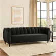 Benjara Orla Sofa- 83 Inch- Retro Channel Tufted Stitch Design- Black Velvet