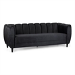 Benjara Orla Sofa- 83 Inch- Retro Channel Tufted Stitch Design- Black Velvet