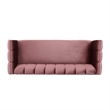 Benjara Orla Sofa- 83 Inch- Retro Channel Tufted Stitch Design- Pink Velvet