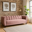 Benjara Orla Sofa- 83 Inch- Retro Channel Tufted Stitch Design- Pink Velvet