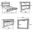 Benjara Vino 4pc Full Bedroom Set- Storage Footboard- White/Glitter Stripes
