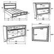 Benjara Vino 4pc Full Bedroom Set- Storage Footboard- Black/Glitter Stripes