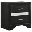Benjara Vino 4pc Full Bedroom Set- Storage Footboard- Black/Glitter Stripes
