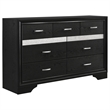 Benjara Vino 4pc Full Bedroom Set- Storage Footboard- Black/Glitter Stripes