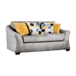 Benjara Nyrah 2pc Sofa Loveseat Set- Light Gray Faux Linen- 8 Throw Pillows