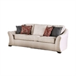 Benjara Nyrah 2pc Sofa Loveseat Set- Ivory Linen Like Fabric- 8 Accent Pillows
