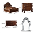 Benjara Rosy Four PC Queen Bedroom Set- Raised Inlay Moldings- Cherry Oak Brown