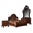 Benjara Rosy Four PC Queen Bedroom Set- Raised Inlay Moldings- Cherry Oak Brown