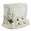 Benjara Bo Four PC Full Bedroom Set-Baroque Style-White Faux Leather Uphosltery