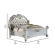 Benjara Antoine King Bed- Classical Style- White Faux Leather Victorian Carved