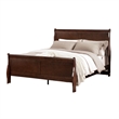 Benjara Poy Three PC Full Size Bedroom Set-Metal Hanging Pulls-Cherry Brown Wood