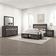 Benjara Isy Four PC King Size Bedroom Set-Silver Accent Knobs-Contemporary Gray