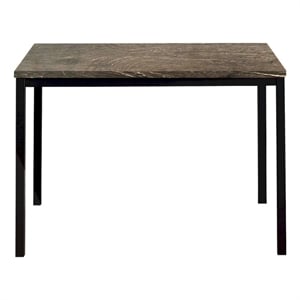 Benjara 47&quot Rary Computer Writing Desk in Black Metal- Dark Brown Wood Top