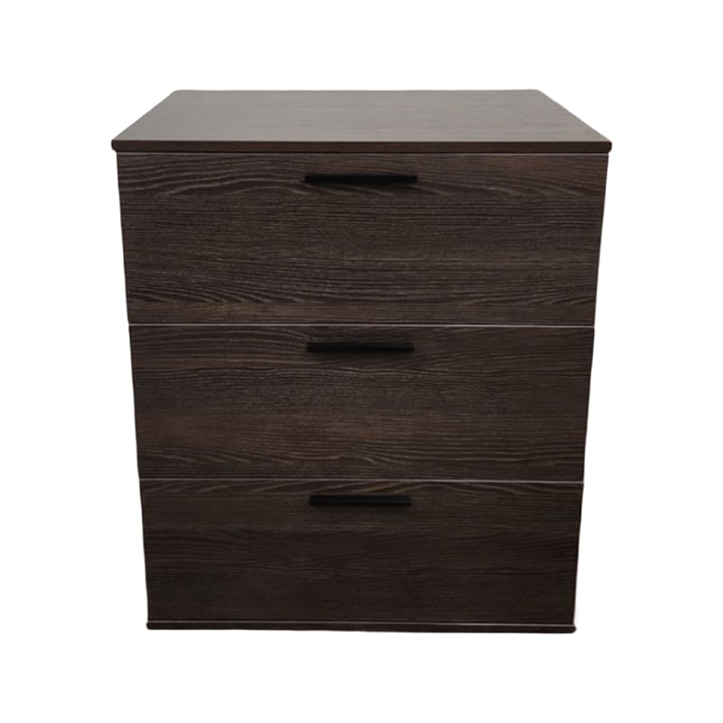 Benjara Moru Modular Jumbo Chest- 3 Drawers- Espresso Brown Wood Grain Details