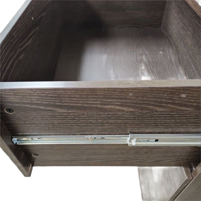 Benjara Moru Modular Jumbo Chest- 3 Drawers- Espresso Brown Wood Grain Details