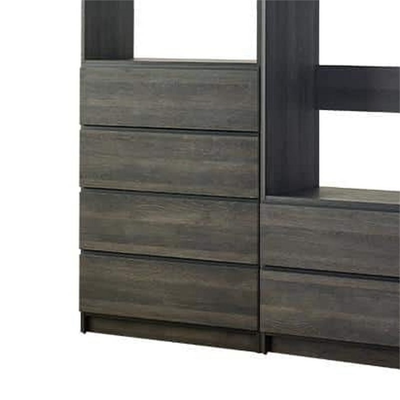 Benjara Dee Modular Closet System- 6 Shelves- 5 Hanging Rods- Gray Wood Finish