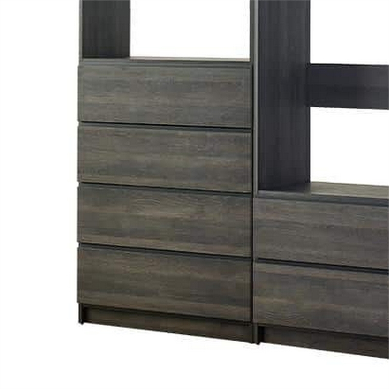 Benjara Dee Modular Closet System- 6 Shelves- 5 Hanging Rods- Gray Wood Finish