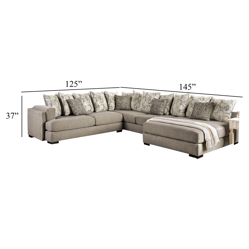 Benjara Sectional Sofa- 4 Accent Pillows- 145