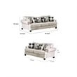 Benjara Amy 2pc Sofa and Loveseat Set w 9 Accent Pillows- Ivory Faux Linen