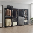 Benjara Dee Modular Closet System- 11 Shelf- 4 Hanging Rods- Gray Wood Finish