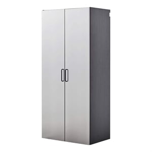 Benjara 79&quot Asti Garage Garage Wall Storage Cabinet in Gray Metallic Finish
