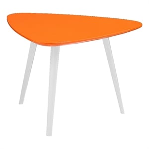 Benjara Hle Coffee Table- 23&quot Modern Orange Lacquer Top- White Metal Base