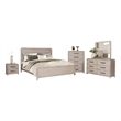 Benjara Giva 5pc Queen Bedroom Set- Nightstand- Tall Chest- Natural Oak Beige