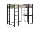 Benjara Metal Twin Size Bed With Work Station- Black