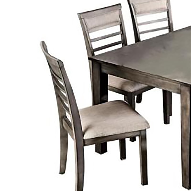 Benjara Taylah Transitional Style Seven Piece Gray Dining Set