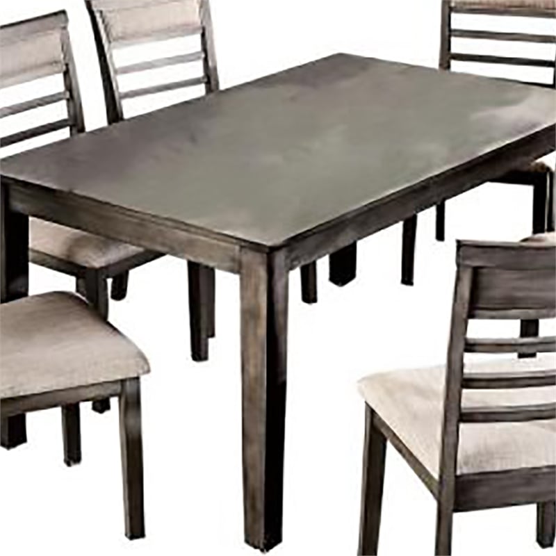 Benjara Taylah Transitional Style Seven Piece Gray Dining Set
