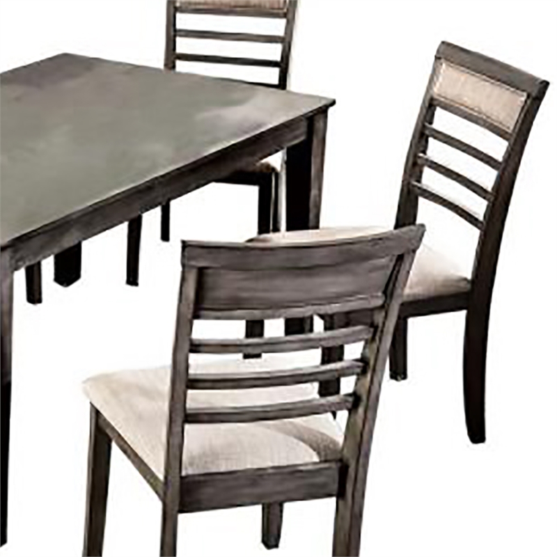 Benjara Taylah Transitional Style Seven Piece Gray Dining Set