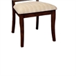 Benjara Fabric Upholstered Side Chair with Cut Out Back (Set of 2)-Beige & Brown