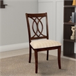 Benjara Fabric Upholstered Side Chair with Cut Out Back (Set of 2)-Beige & Brown
