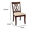 Benjara Fabric Upholstered Side Chair with Cut Out Back (Set of 2)-Beige & Brown