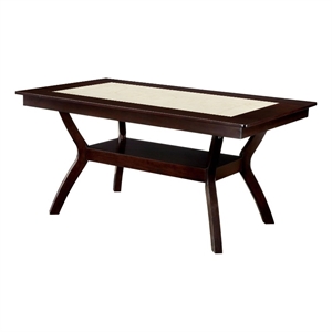 Benjara Rectangular Wooden Dining Table with Angled Wooden Legs- Brown and Cream