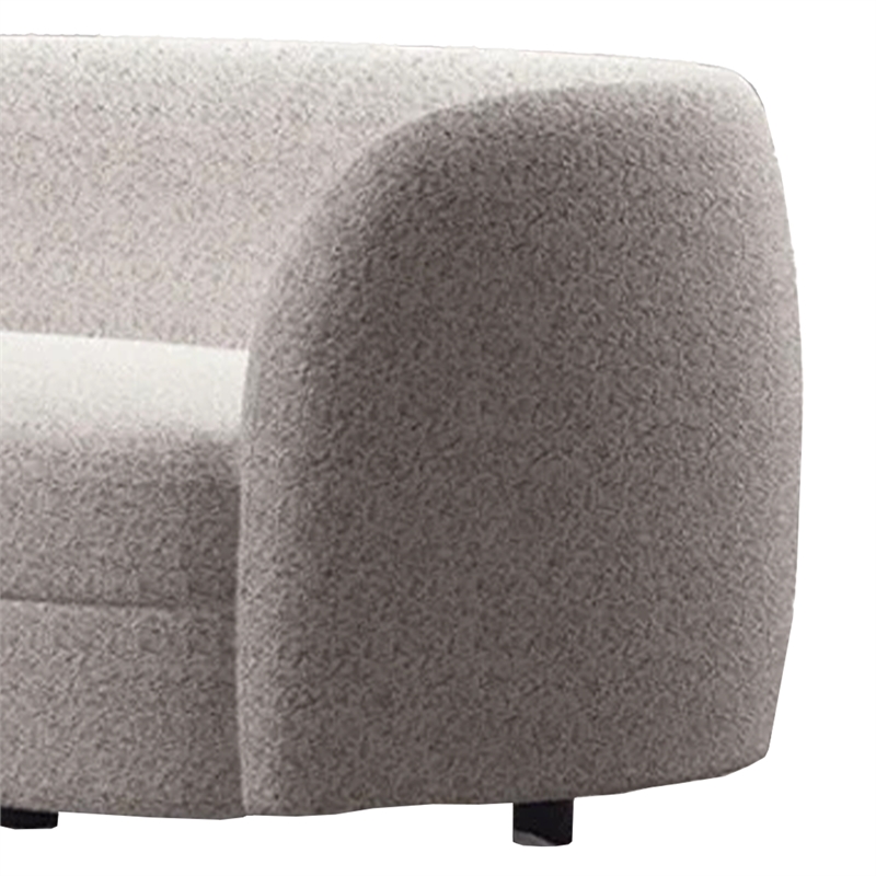 Benjara Srey 2pc Sofa and Loveseat Set- White Boucle- Curved Kidney Shape